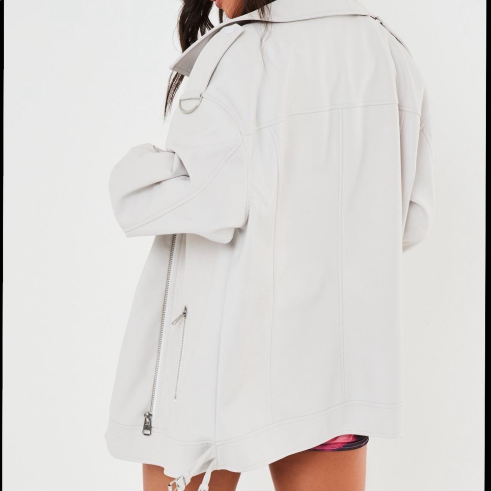 oversized faux leather long vintage biker jacket - NWT - Picture 3 of 3